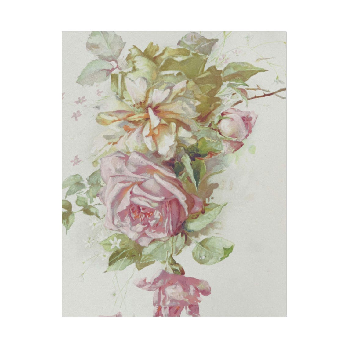 Pink Rose Bouquet in Soft Watercolor Romantic Floral Art Poster - Image 4