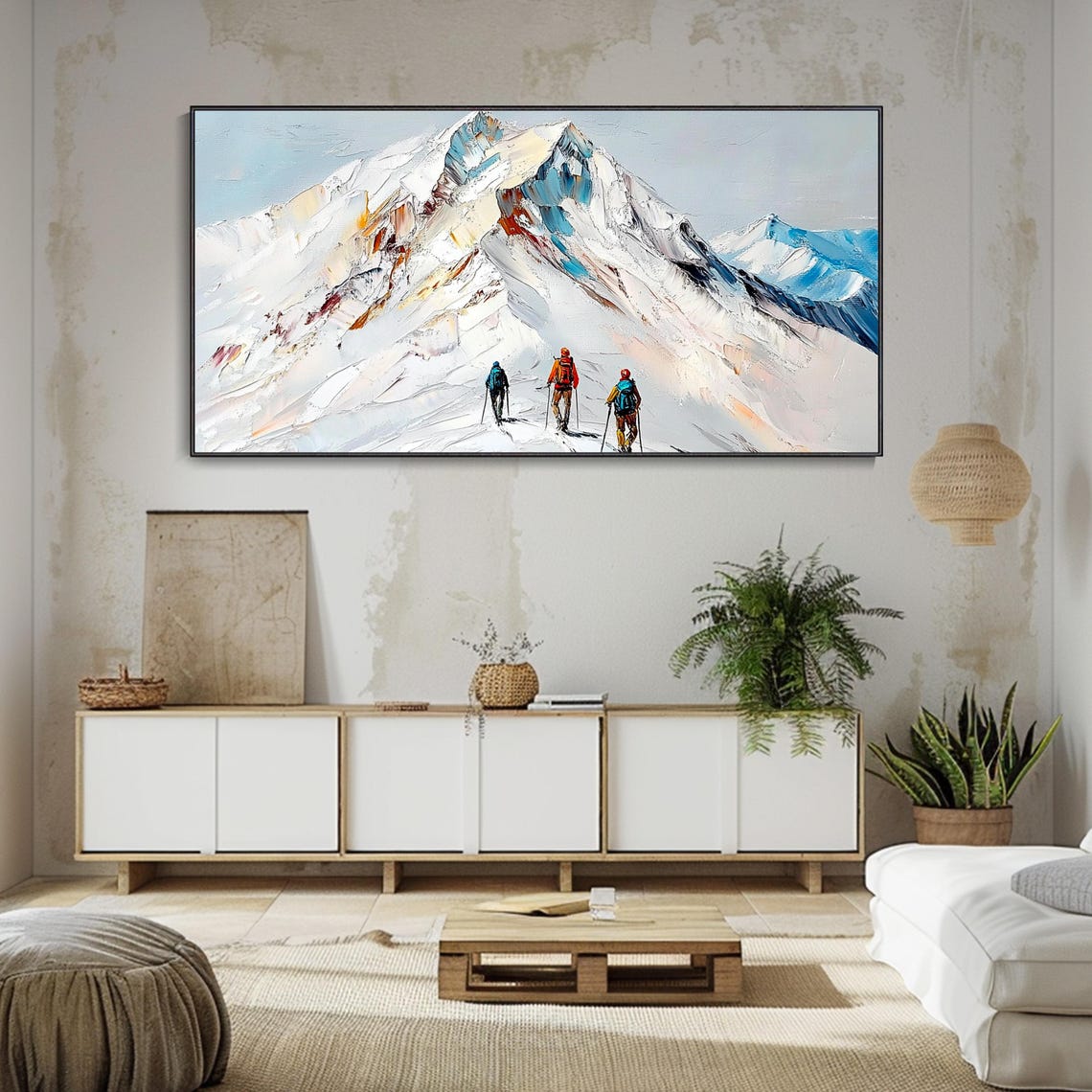 Snow Mountain Climbers Expedition 3D Textured Winter Art Poster - Image 2