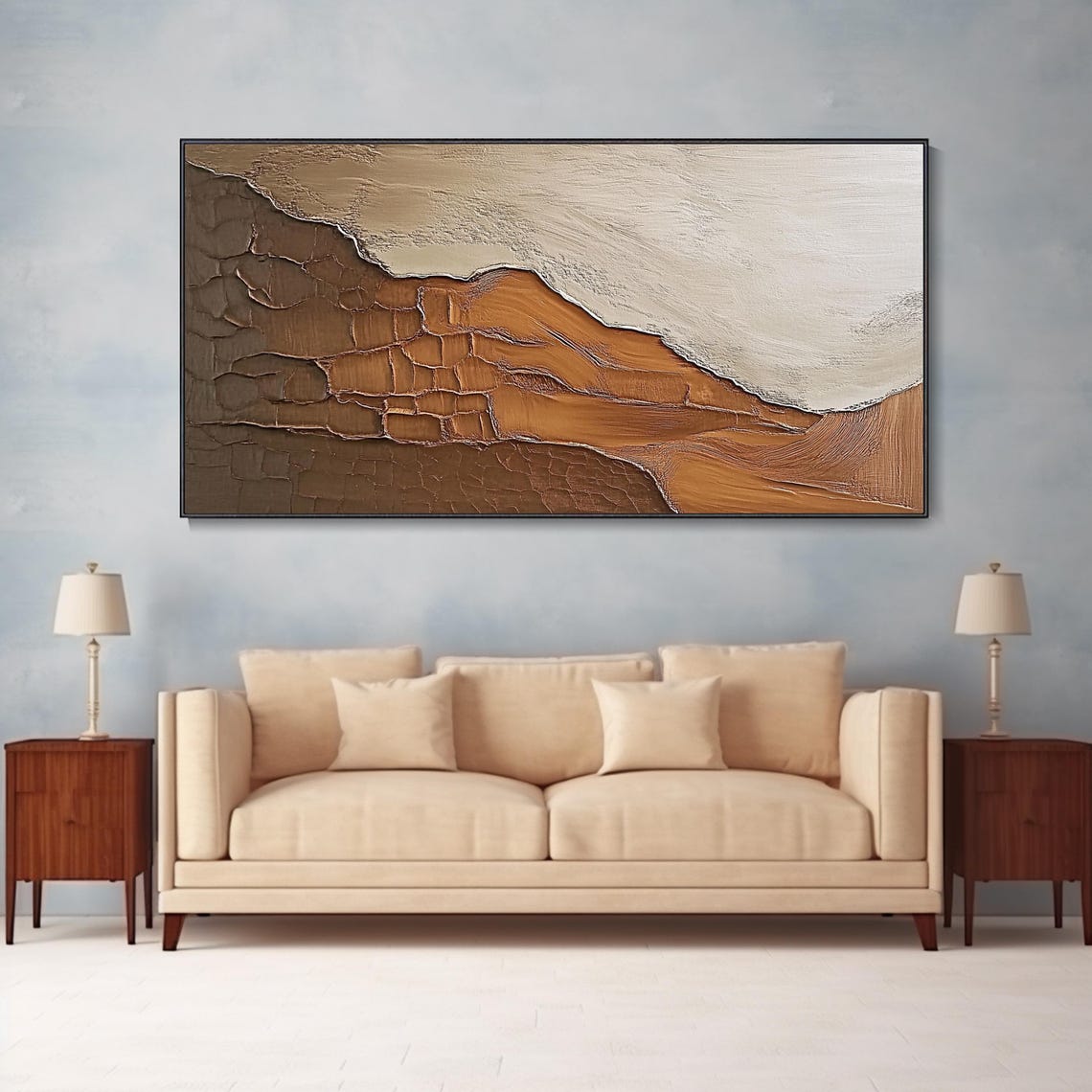 Earth Tone Abstract Desert Texture Wabi Sabi Panoramic Oil Poster - Image 2