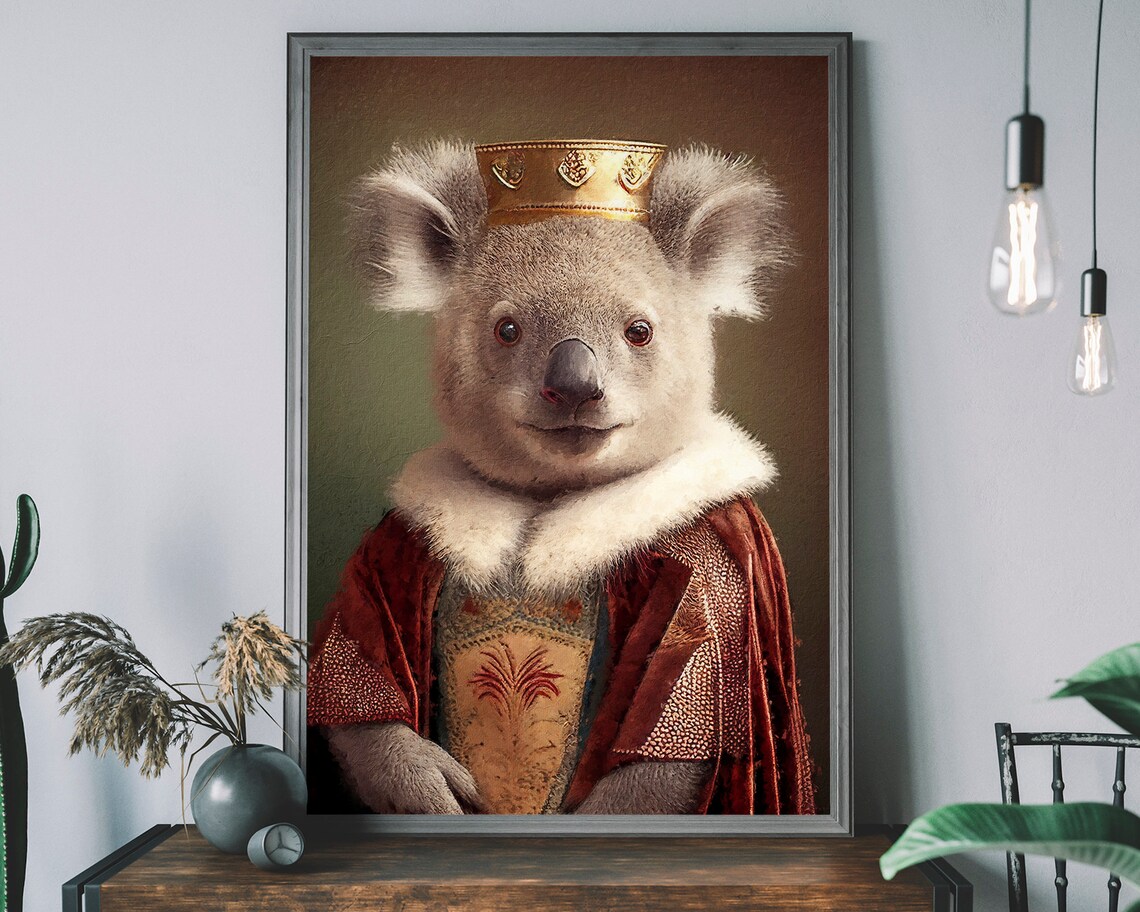 King Koala Vintage Animal Print, Quirky Decor