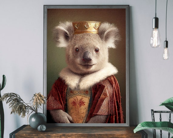 King Koala Vintage Animal Print, Quirky Decor