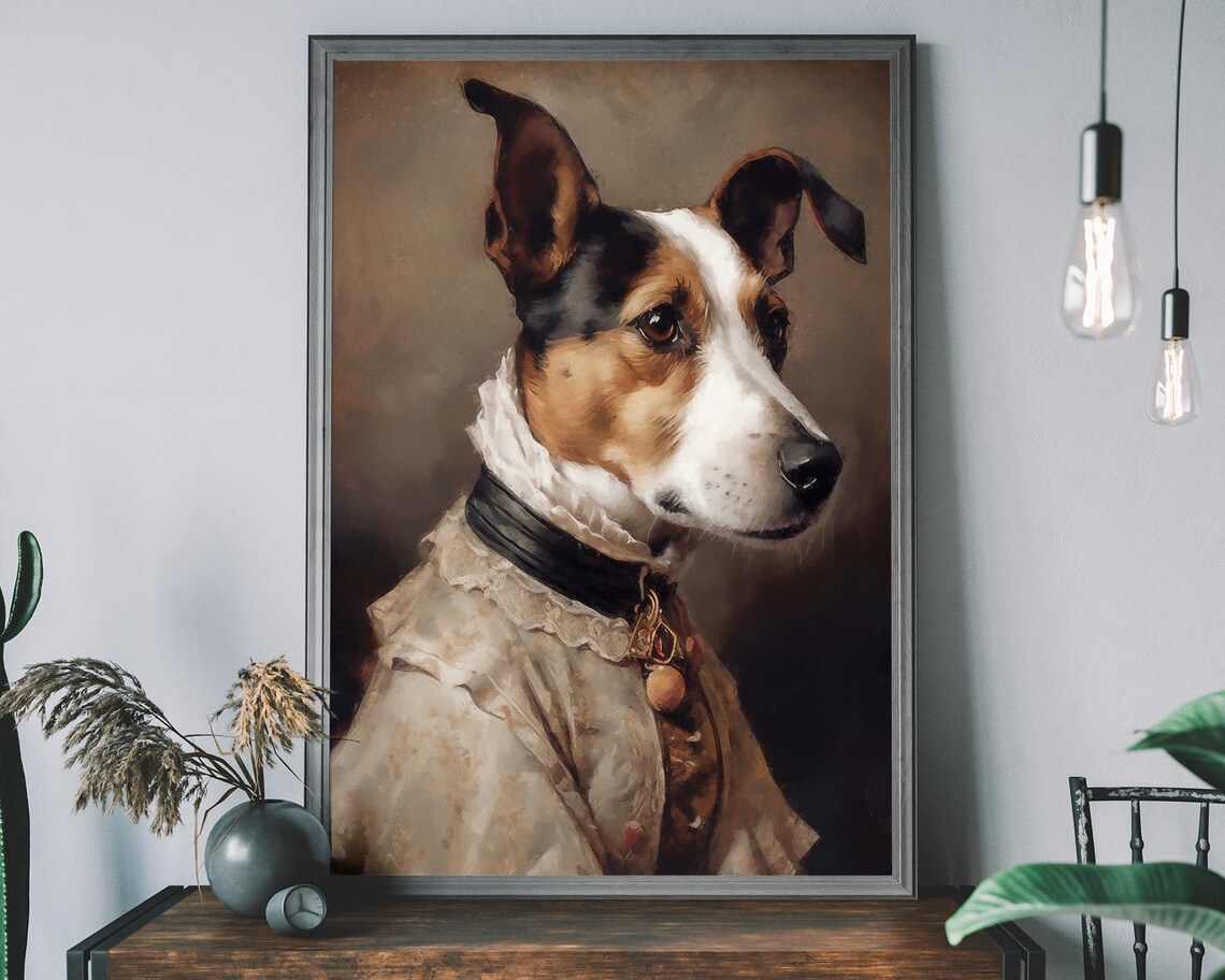 Jack Russell Portrait, Whimsical Renaissance Art Print