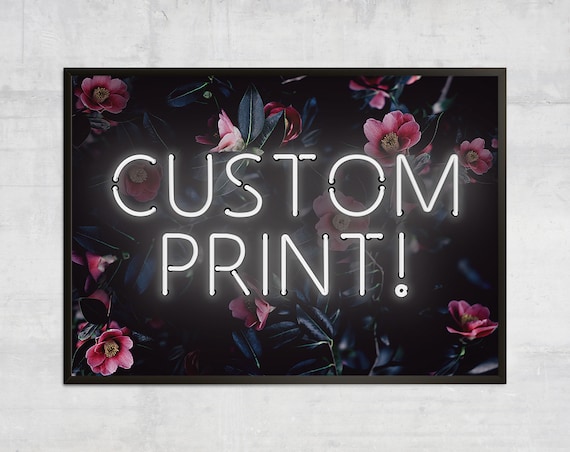 Personalised White Neon Botanical Floral Art Print