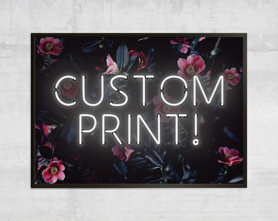 Personalised White Neon Botanical Floral Art Print