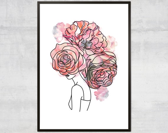 Flower Print Roses Art Minimal Minimalist Bohemian Decor