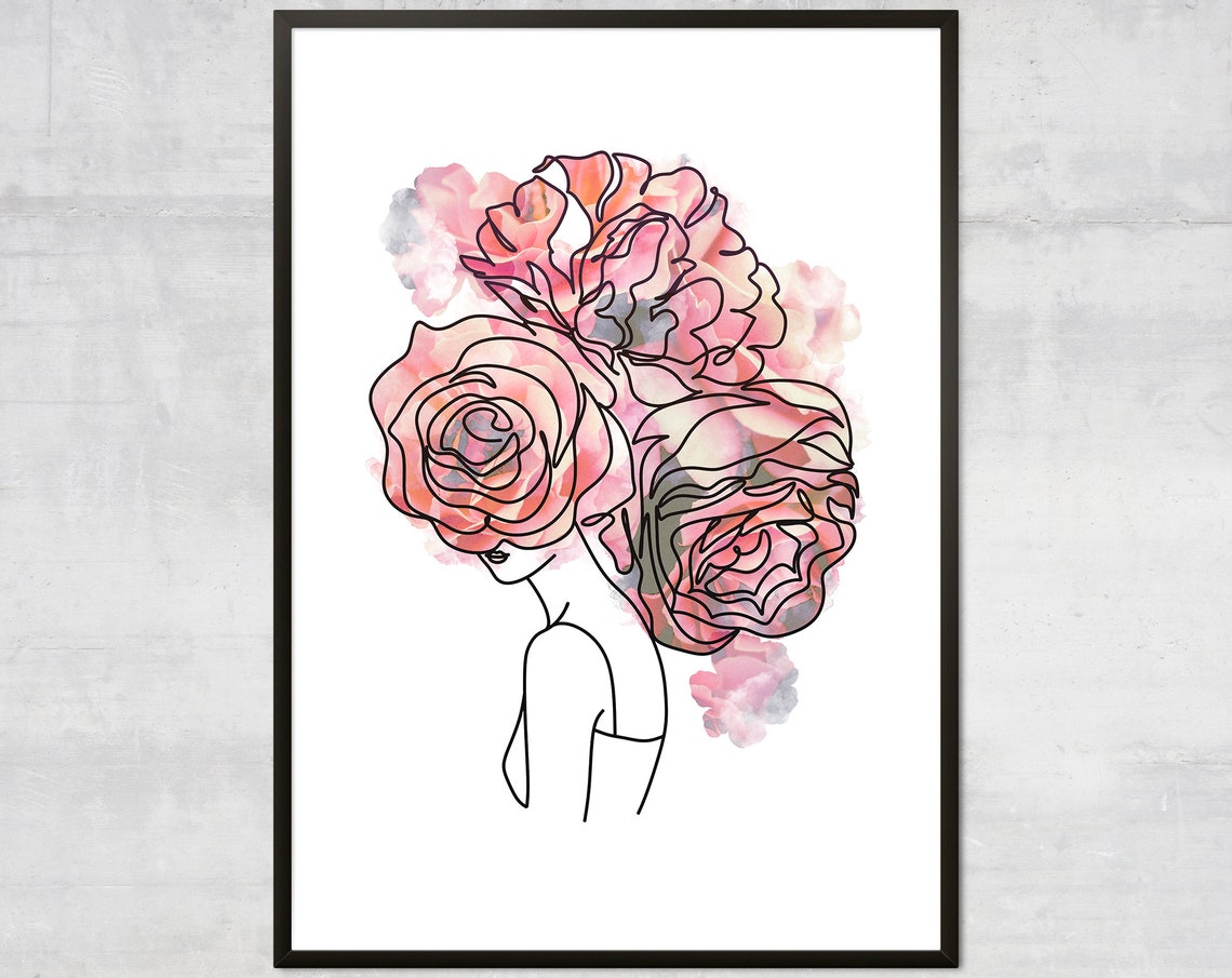 Flower Print Roses Art Minimal Minimalist Bohemian Decor