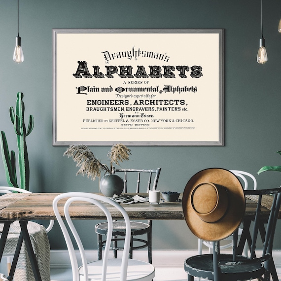 Draughtsmans Alphabets Vintage Typography Lettering Reference Poster
