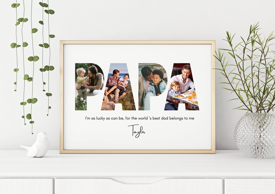 Personalized Papa Photo Collage Gift, Daddy Present - Image 2