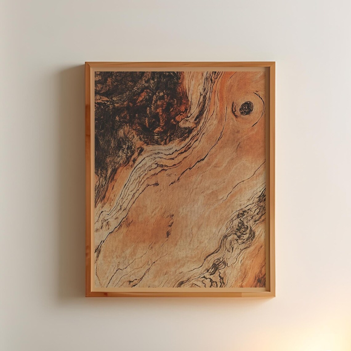 Rose Wood Rustic Boho Art Print, Living Room Decor