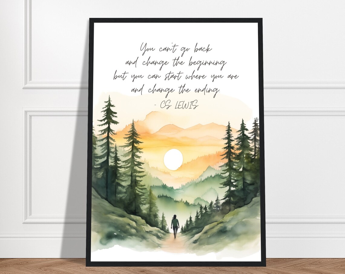 C.S. Lewis Quote Watercolor Sunset Wall Art Print