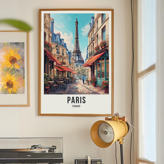 Paris Eiffel Tower Travel Poster, Parisian Decor