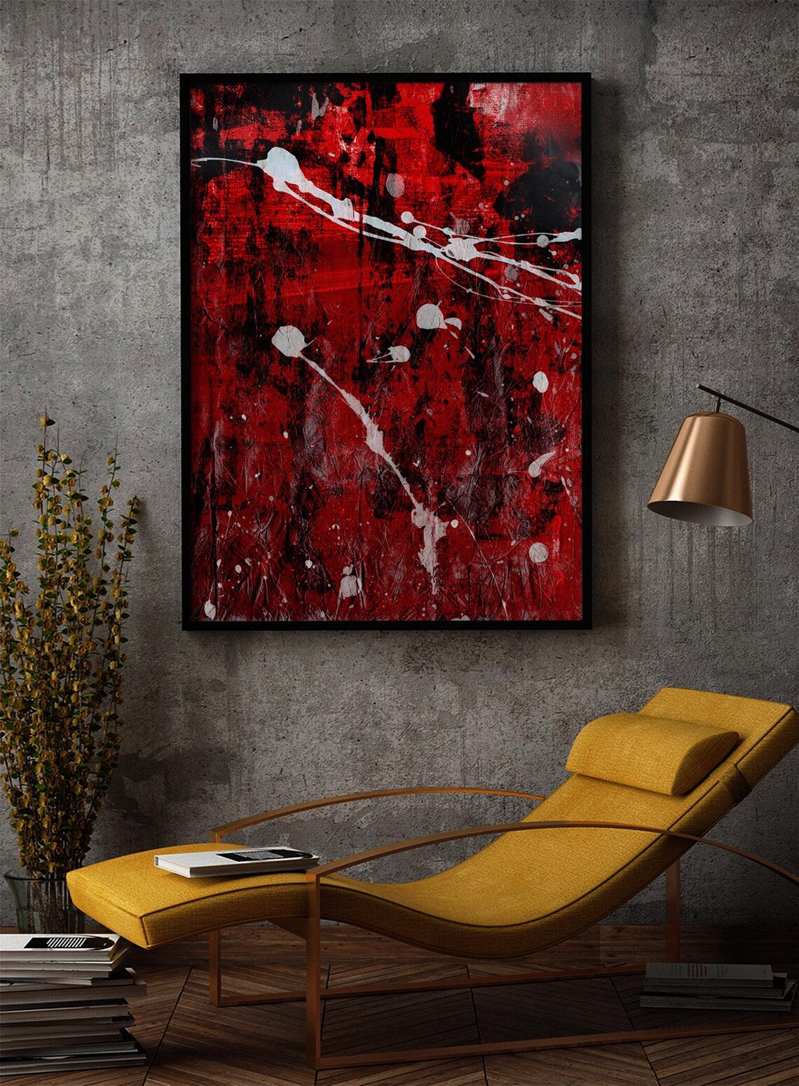 Night Sky Abstract Painting, Acrylic Lines And Strokes - Image 2