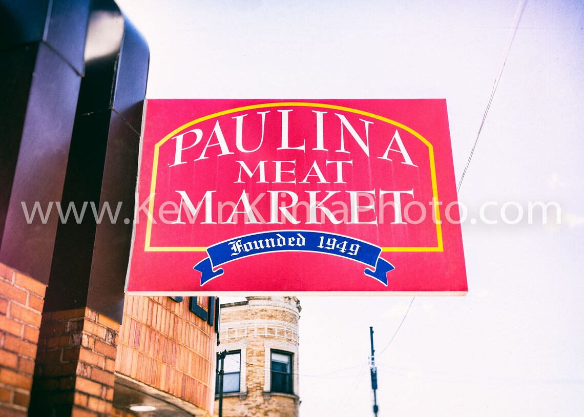 Paulina Meat Market Founded 1949 Chicago Butcher Sign Photo Print - Image 2
