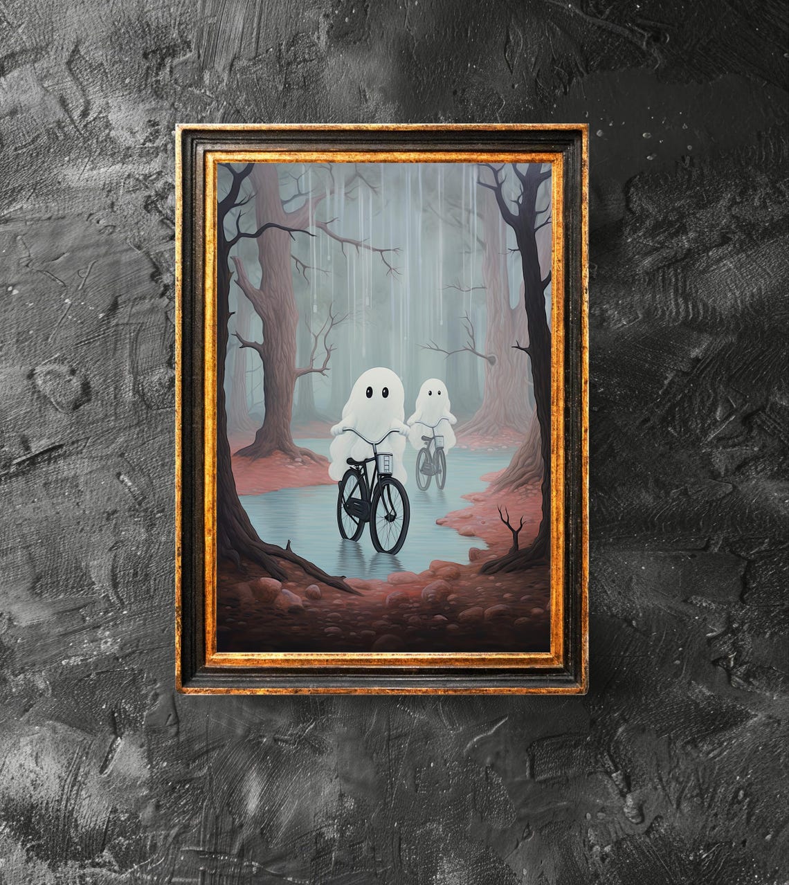 Riding A Bike Poster Cute Bicycle Funny Print Lover Gift Halloween Decor