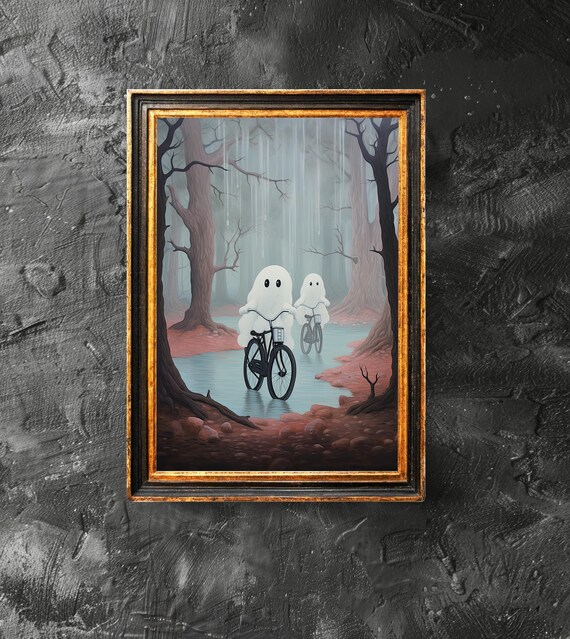 Riding A Bike Poster Cute Bicycle Funny Print Lover Gift Halloween Decor