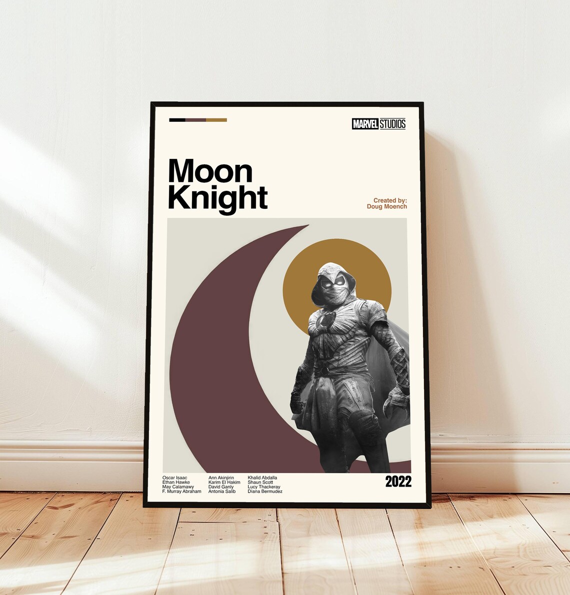 Moon Knight 2022 Marvel Minimalist Midcentury Superhero Series Art Poster