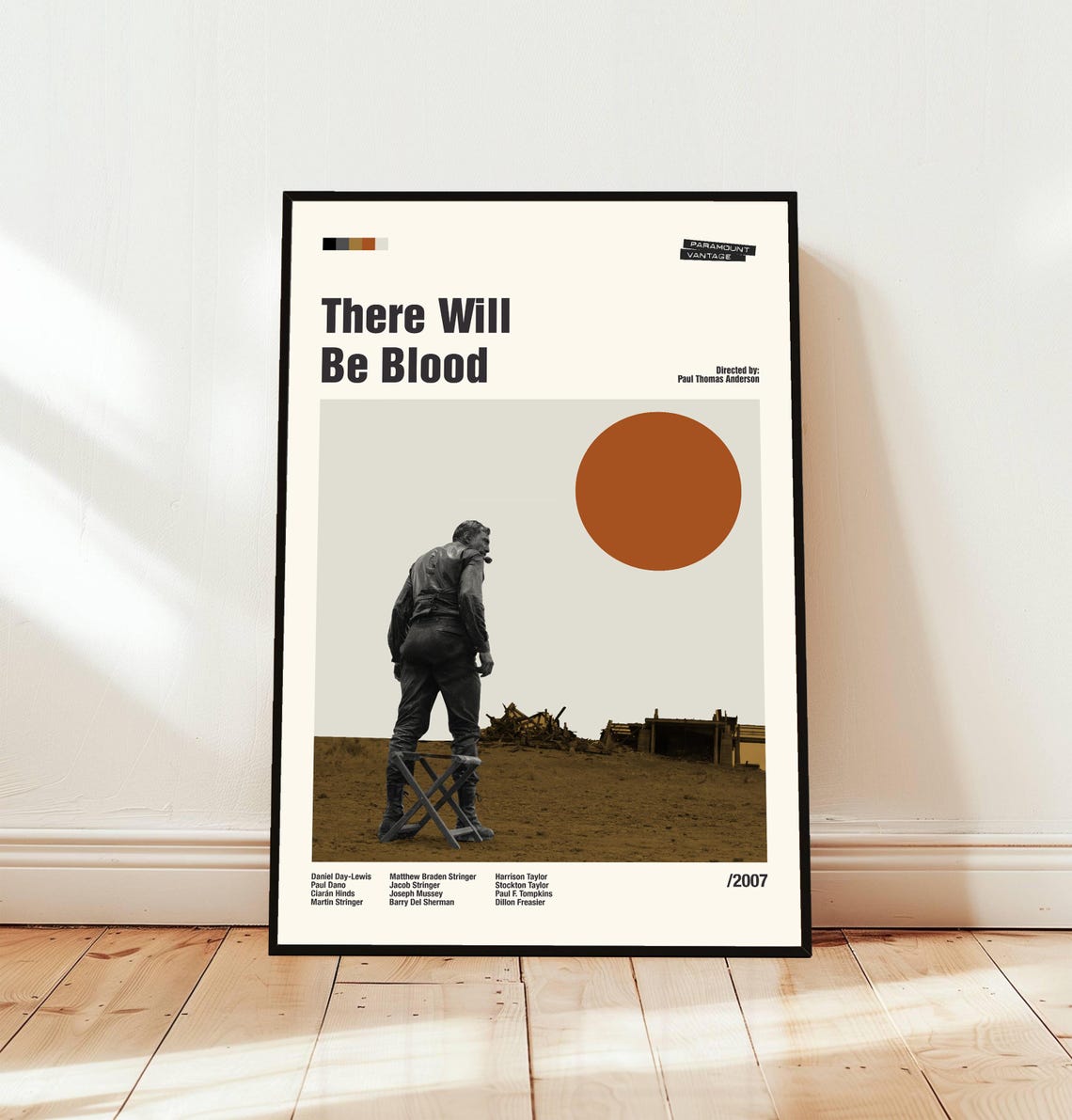 There Will Be Blood 2007 Minimalist Movie Poster with Cast Art