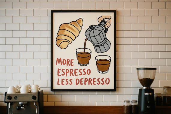 Coffee Poster Kitchen Minimalist Wall Art Print Retro Cafe Decor Barista Gift Daily Modern
