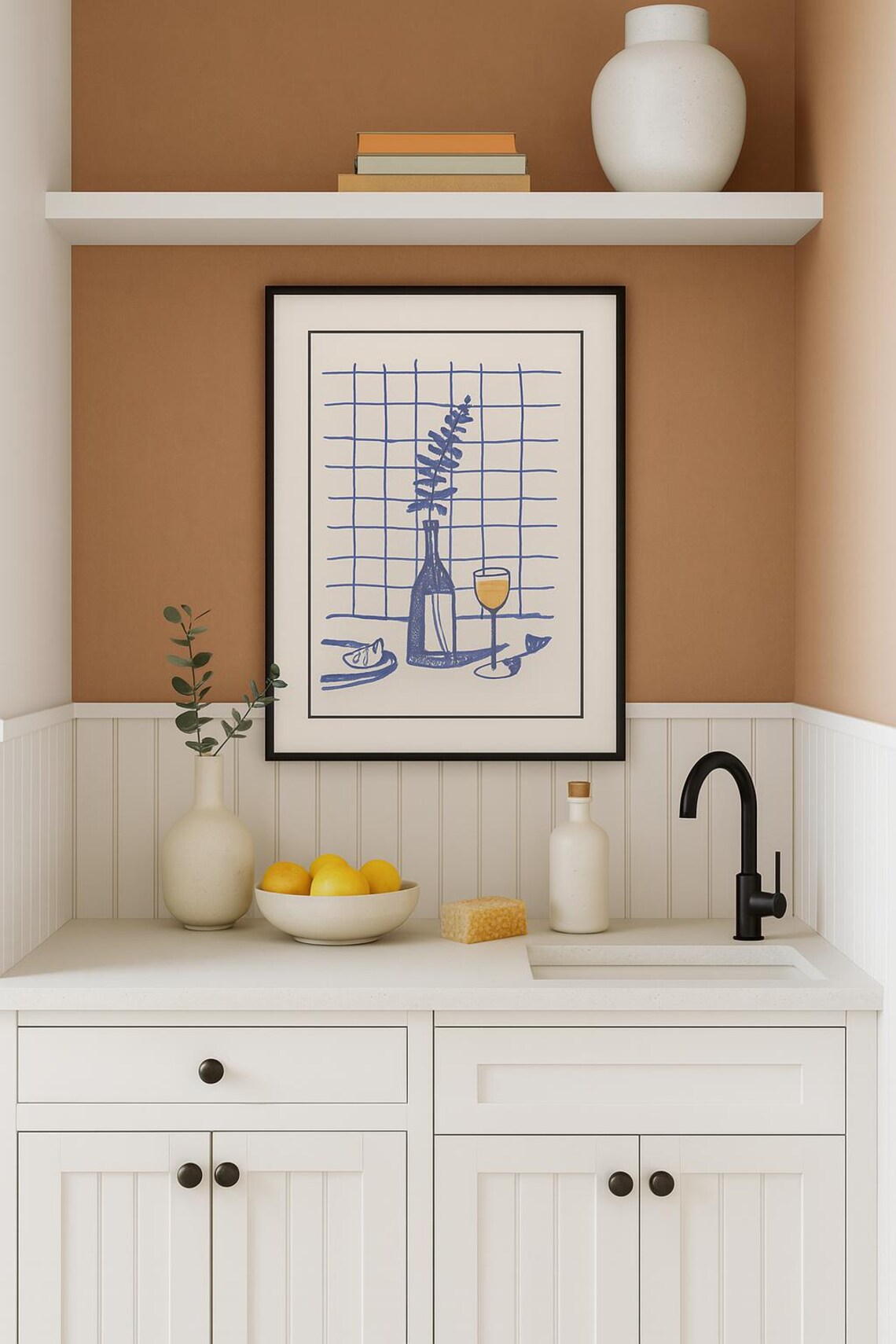 Minimalist Wine Glass Wall Art Modern Kitchen Decor Print Oneline Drawing Bar Illustration Dining Room Artwork Physical
