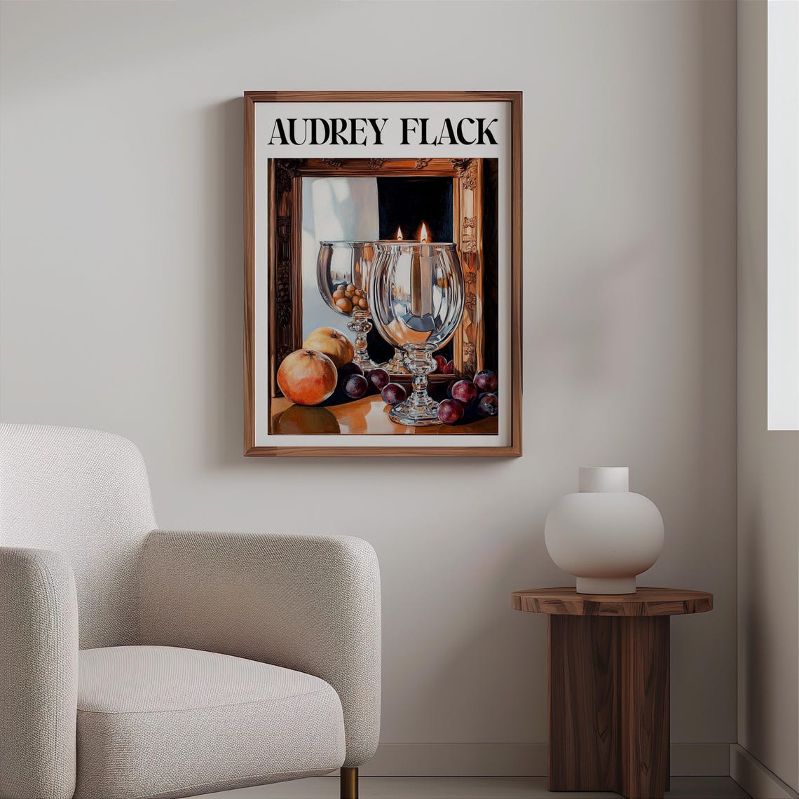 Audrey Flack Inspired Clear Crystal Goblets Plums Dark Glow Poster - Image 2