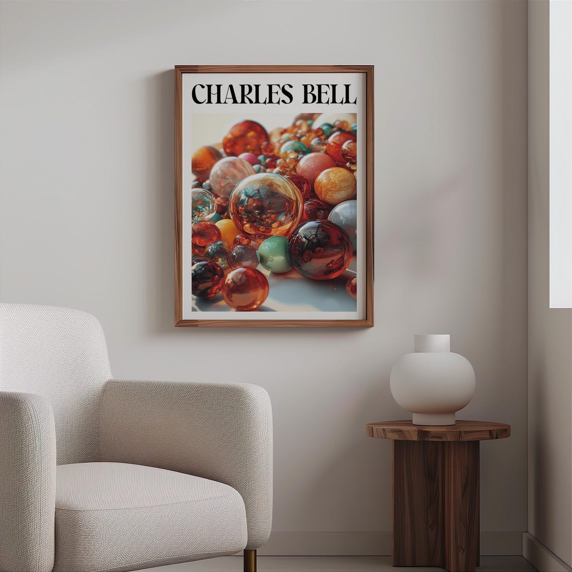 Charles Bell Inspired Glossy Multicolor Marbles Pile Close Up Poster - Image 2
