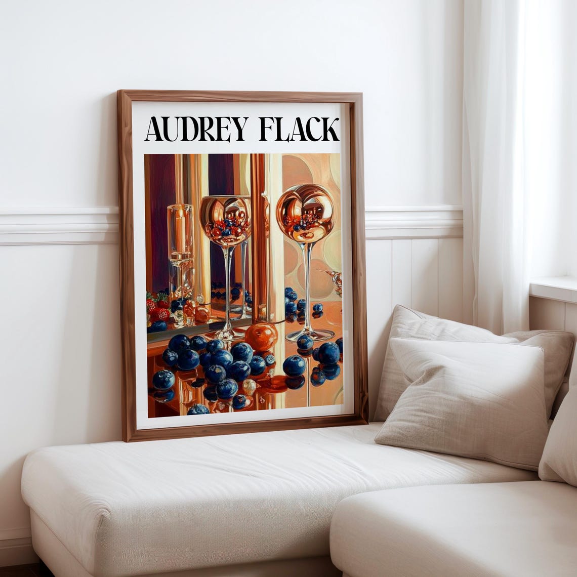 Audrey Flack Wine Glasses Blueberries Cherries Still Life Poster