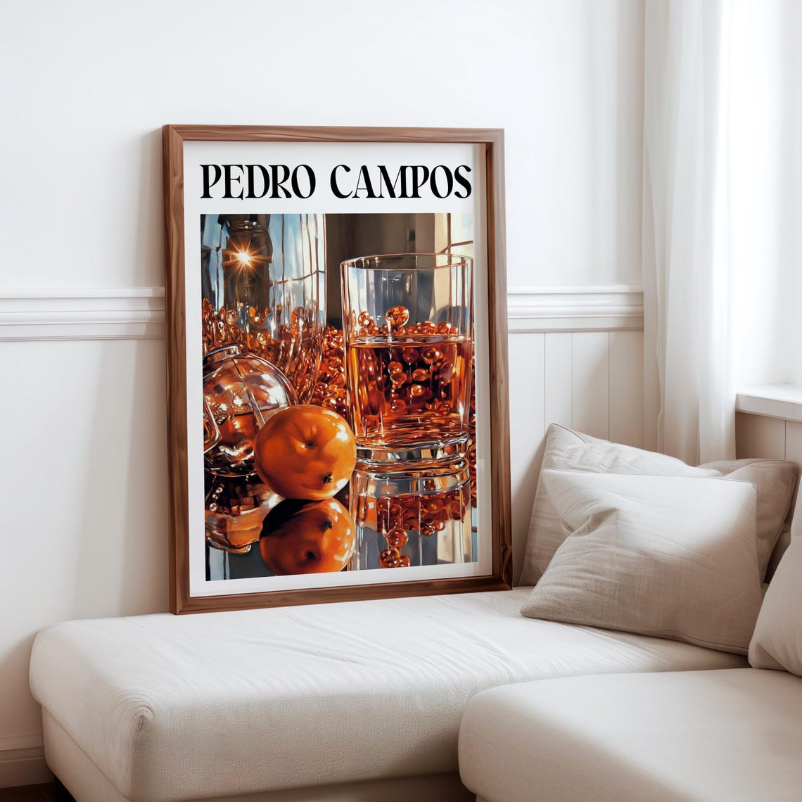 Pedro Campos Inspired Photorealistic Orange Juice Glass Citrus Print