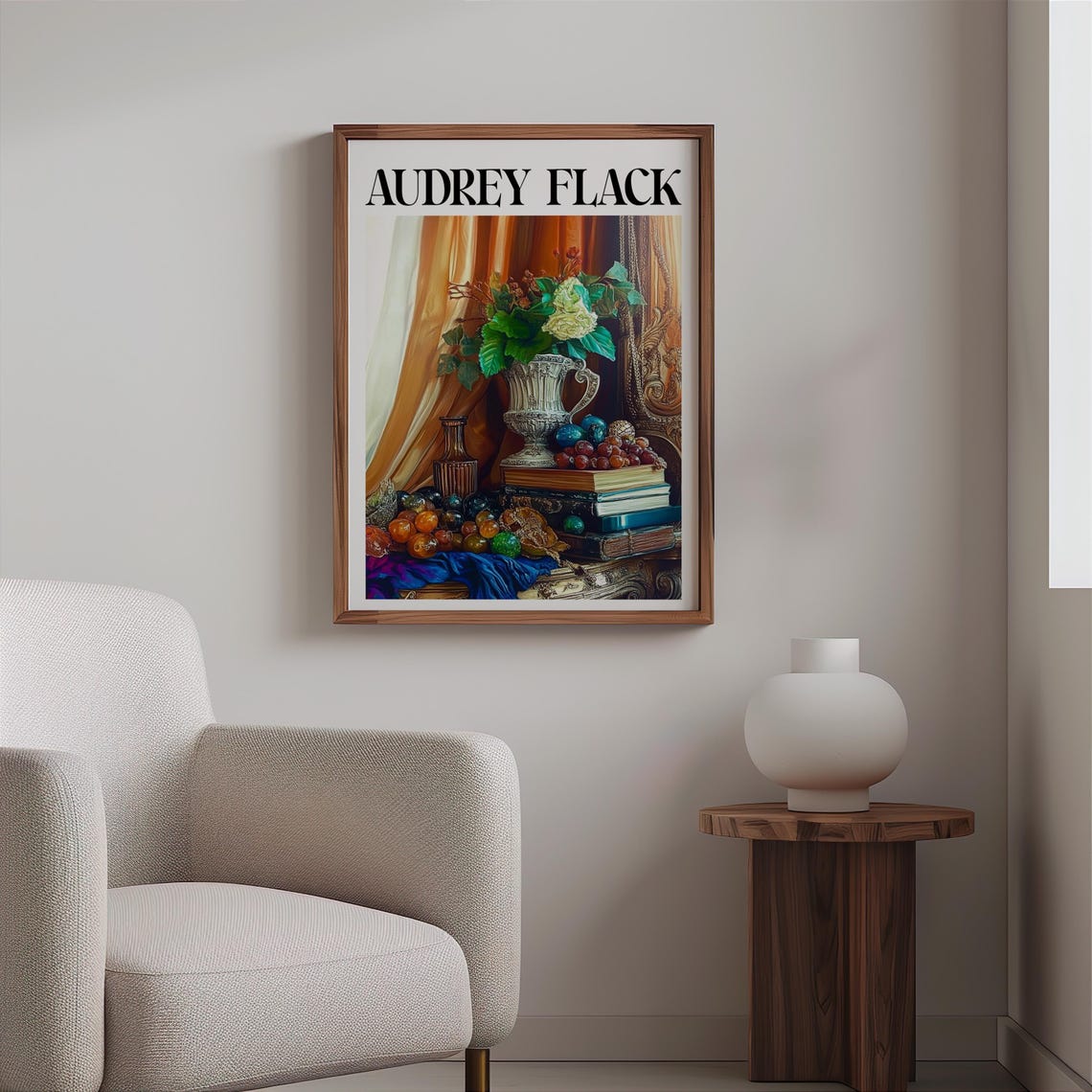 Audrey Flack Silver Vase Roses Books Fruit Still Life Art Poster - Image 2