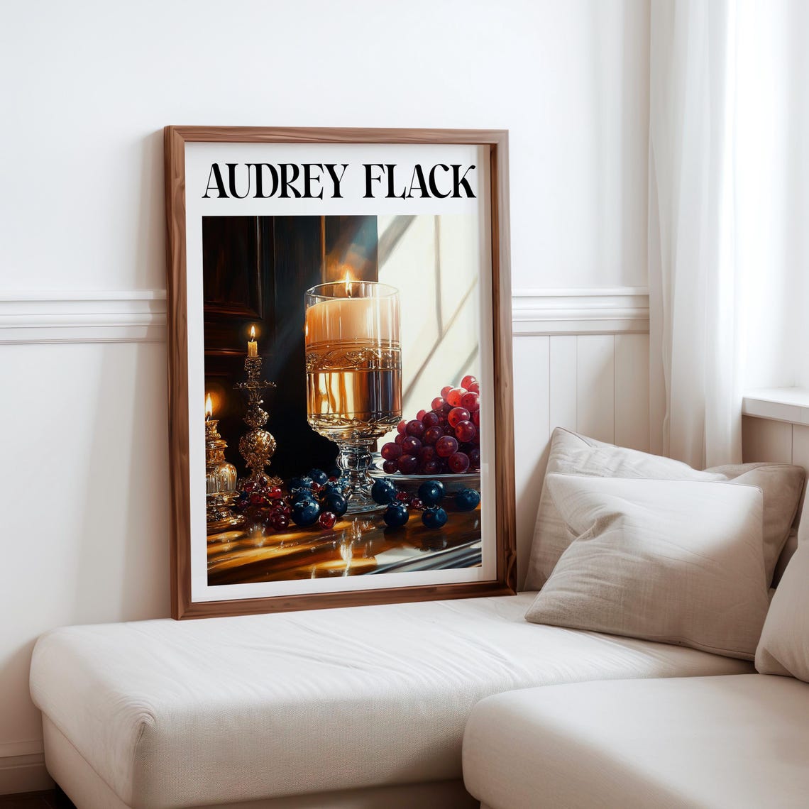 Audrey Flack Inspired Amber Goblet Berries Brass Candlestick Poster