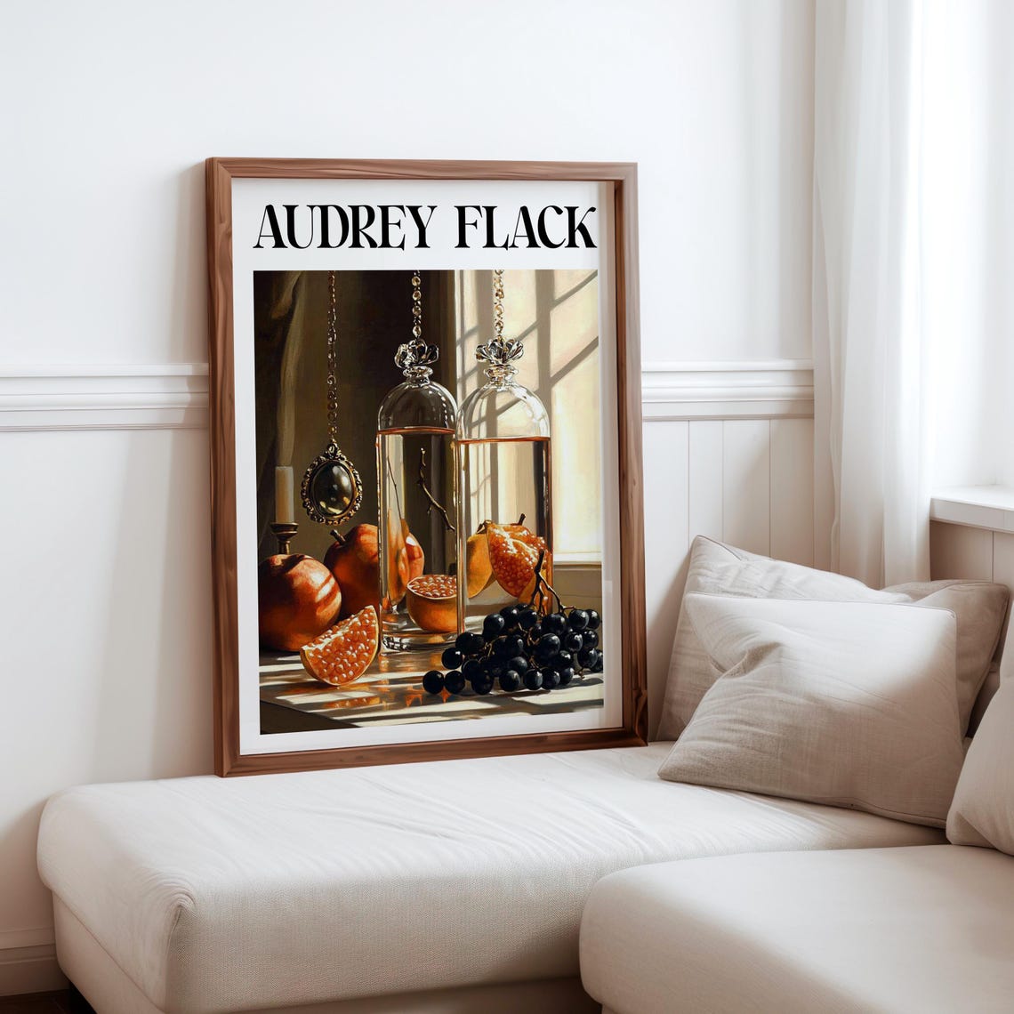 Audrey Flack Inspired Hanging Decanters Pomegranate Sunlight Poster
