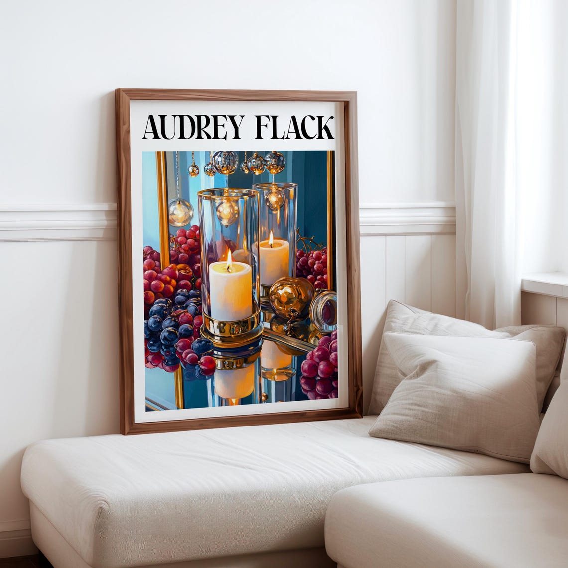 Audrey Flack Candlelight Grapes Glass Still Life Warm Glow Art Print