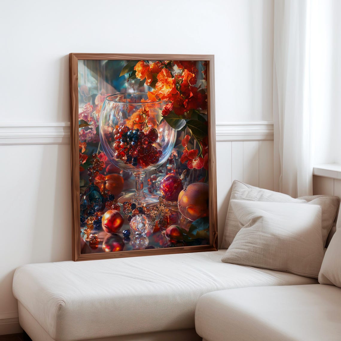 Wine Glass Filled with Grapes and Berries Still Life Poster Art