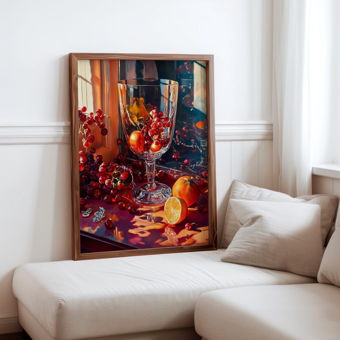 Crystal Goblet Red Berries Oranges Jewels Still Life Art Print