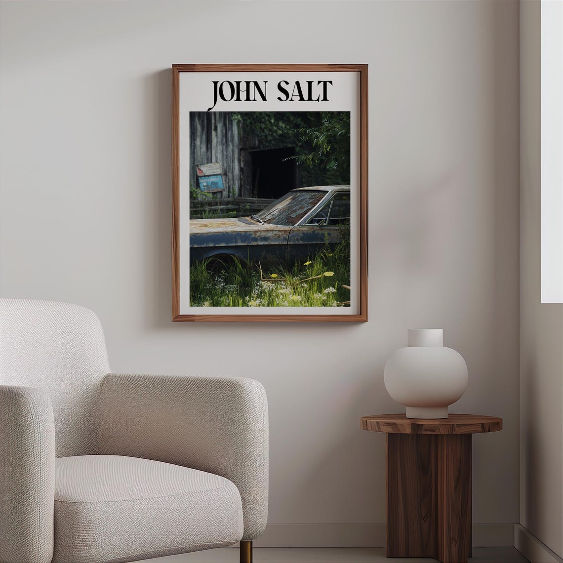 John Salt Inspired Photorealistic Abandoned Car Art Poster Echoes Of The Past Vintage Americana Photorealistic Abandoned Car Print - Image 2