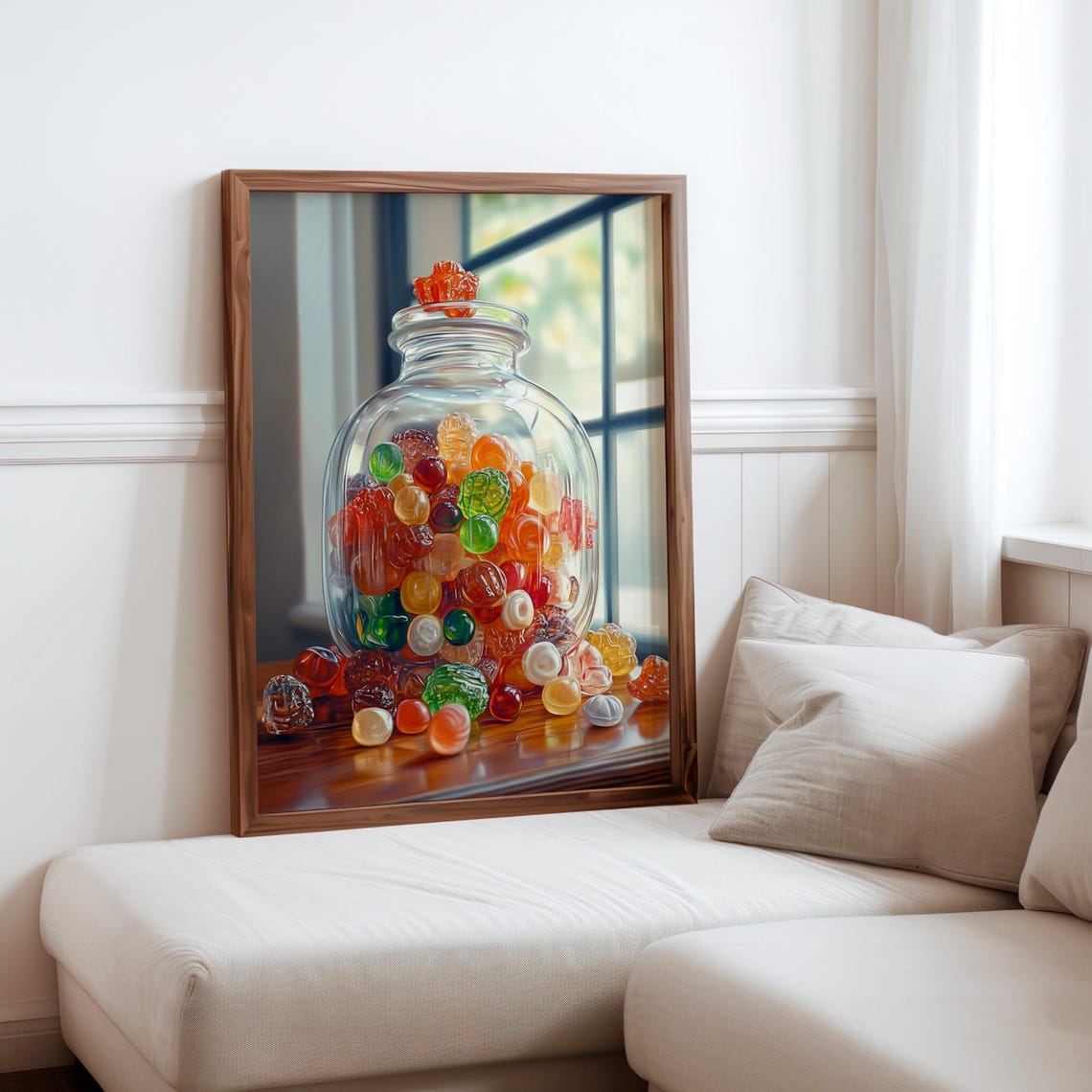 Colorful Rock Candy Glass Jar Window Still Life Photorealism Poster