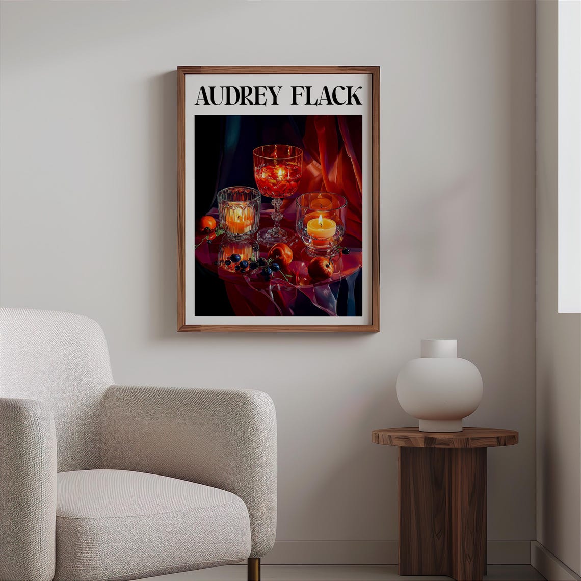 Audrey Flack Inspired Red Glass Candlelight Dramatic Drapery Poster - Image 2