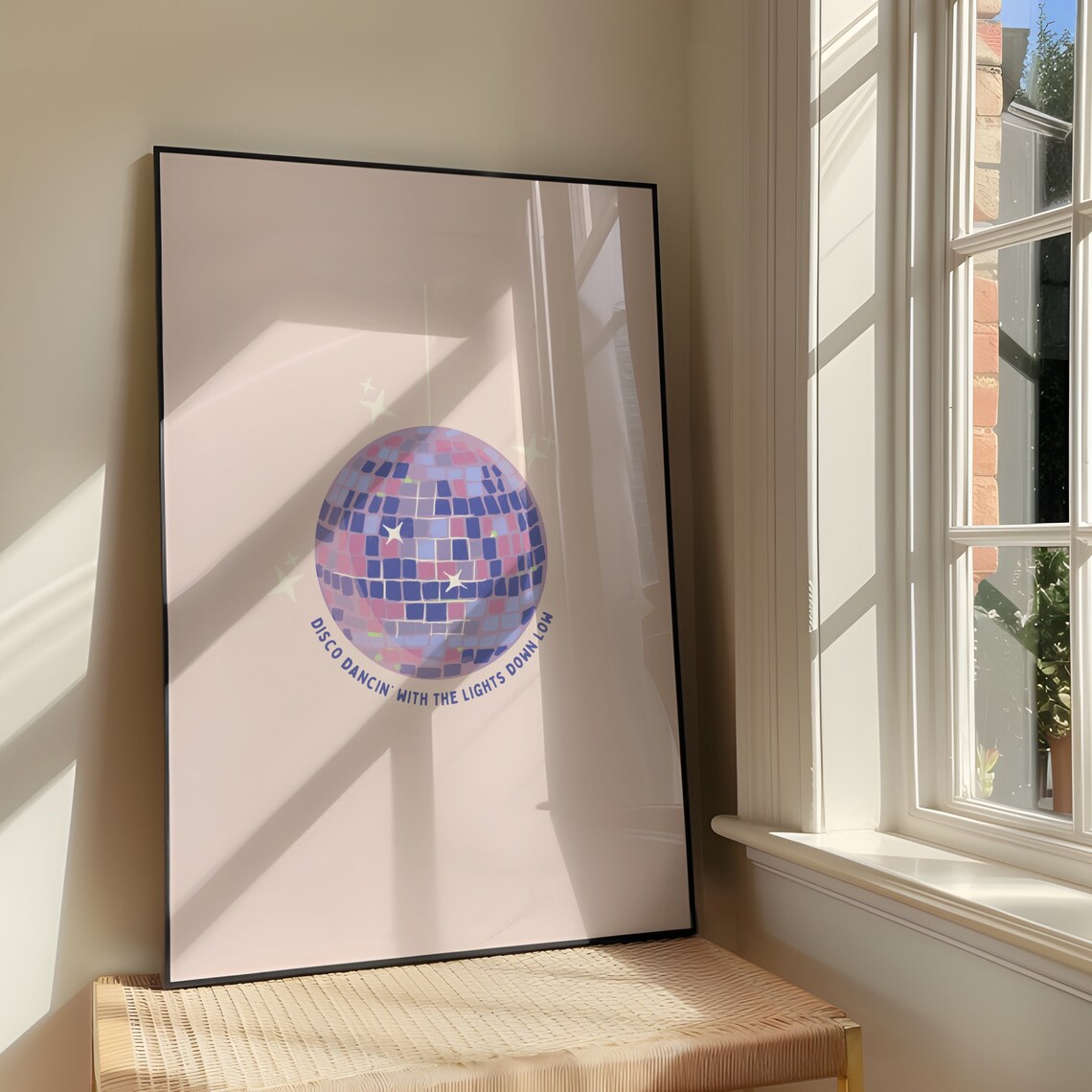 Disco Dancin Mirror Ball Art Print, Coquette Decor