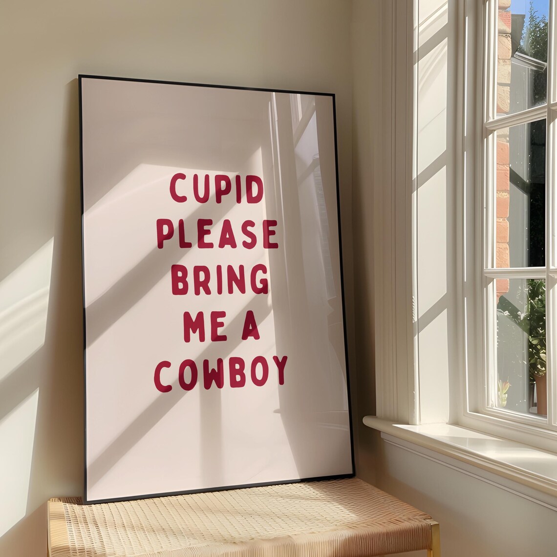 Cupid Please Bring Me A Cowboy Wall Art Print Sassy Western Artwork Cowgirl Poster Southern Girl Decor