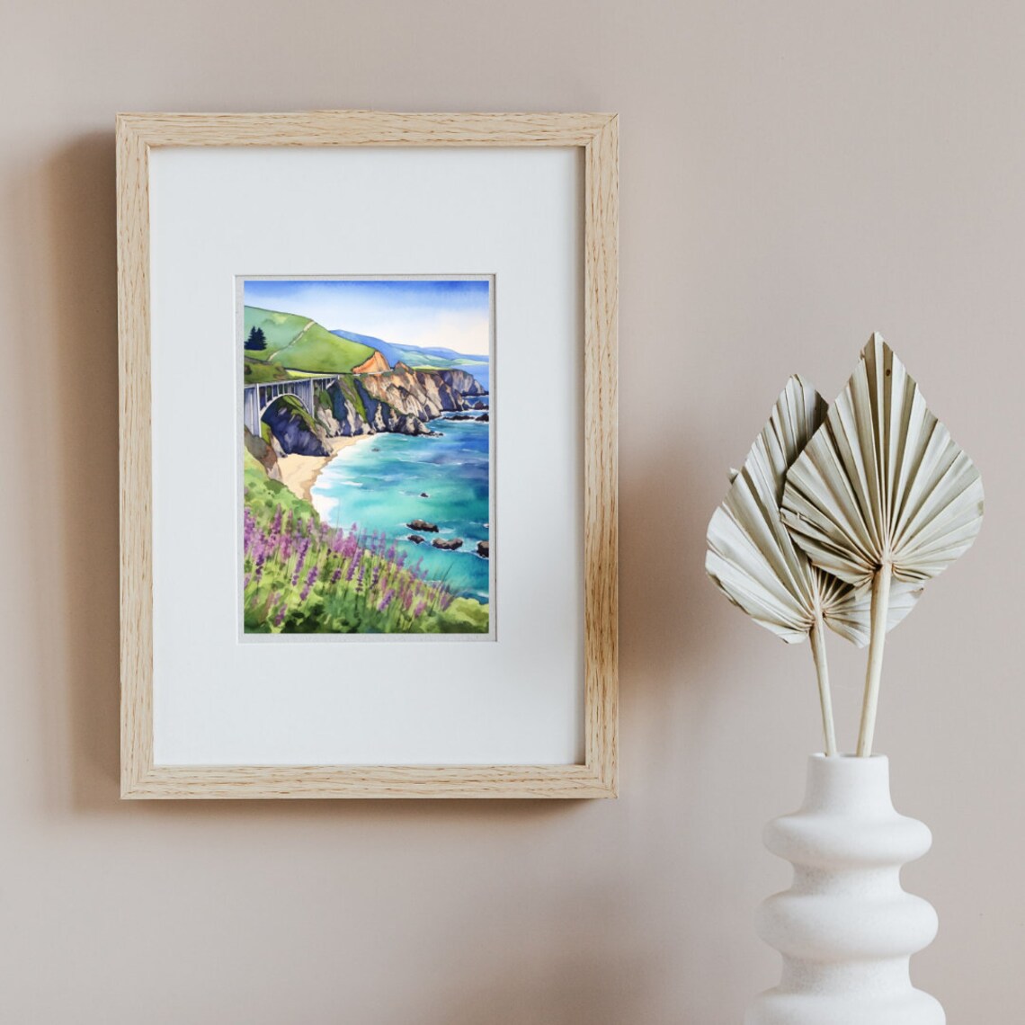Big Sur Watercolor Travel Poster, Bixby Creek Bridge - Image 3
