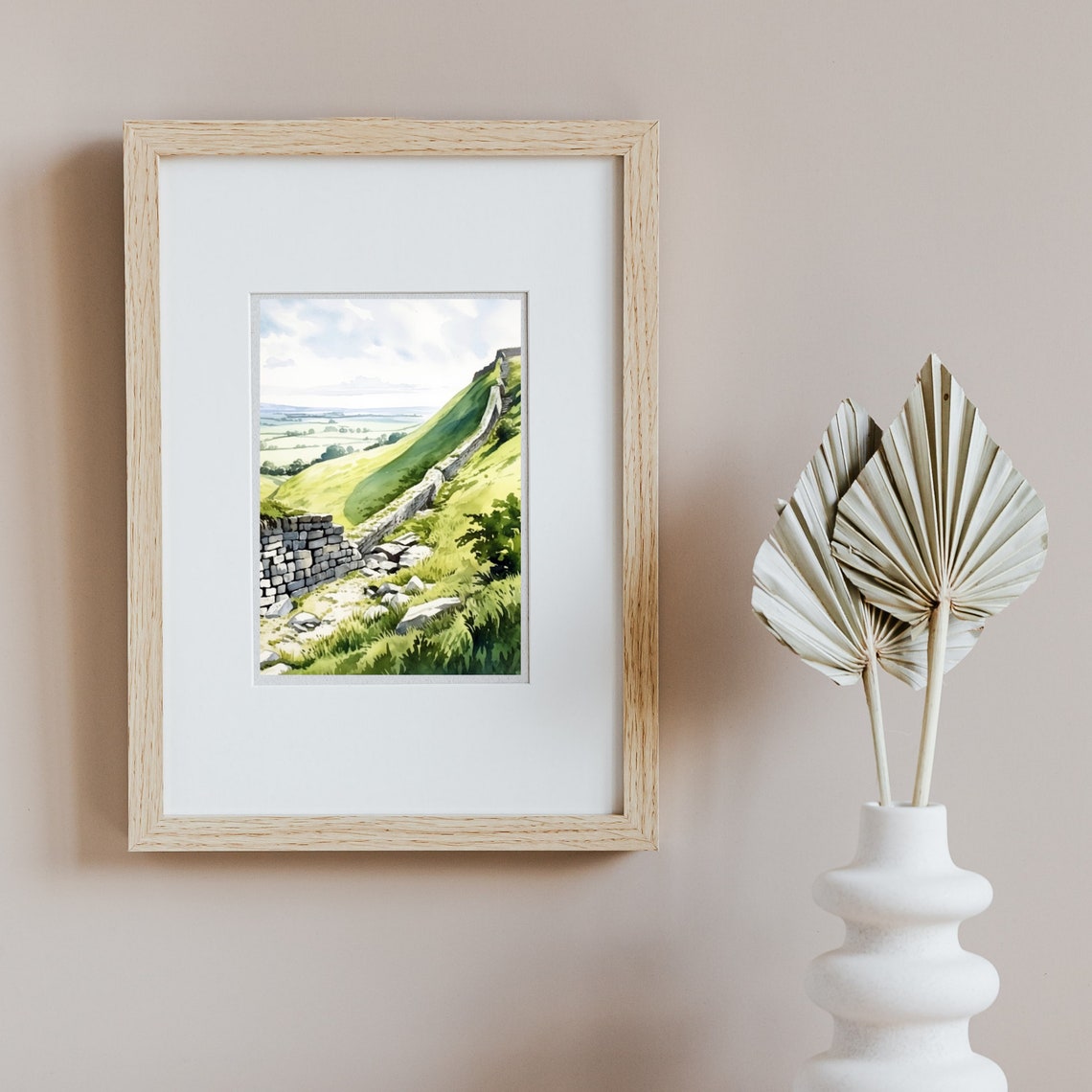 Hadrian's Wall Winding Across Green Northumberland Hills Poster - Image 2