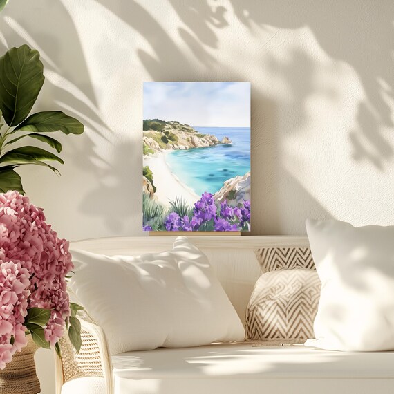 Isola Dei Conigli Watercolor Print Rabbit Beach Italy Wall Art Italian Decor Mediterranean Artwork Coastal Landscape Seaside