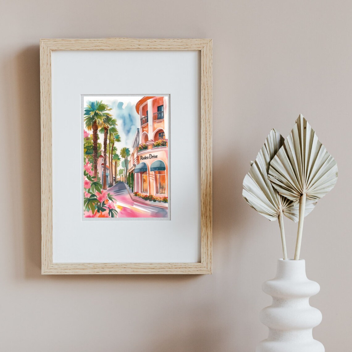Rodeo Drive Beverly Hills Palm Street Watercolor Travel Poster - Image 2