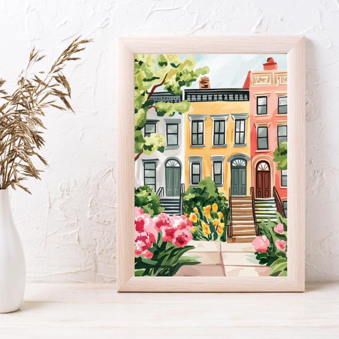 Brooklyn Brownstones Watercolor Art Print, New York City - Image 3