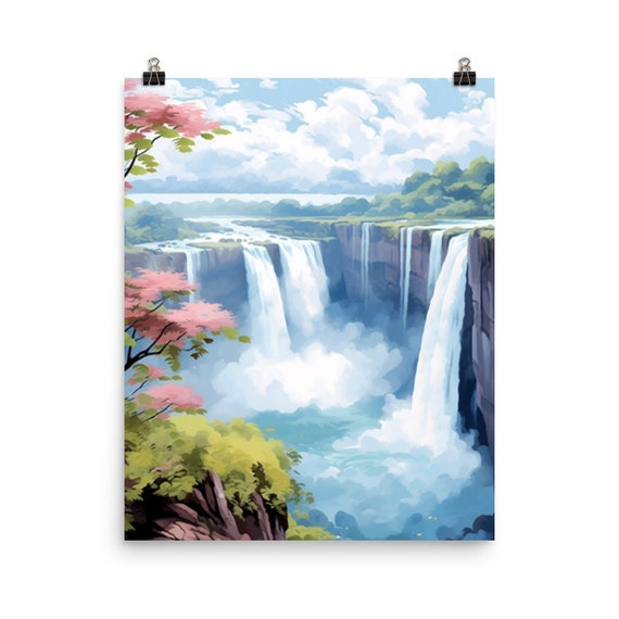 Iguazu Falls Watercolor Print Argentina Gift Waterfall Wall Art Argentine Decor Tropical Landscape Painting South America Poster
