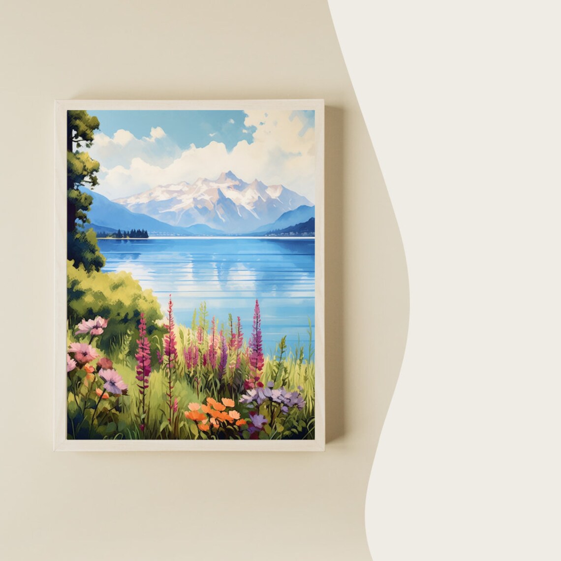 Lake Geneva Watercolor Travel Poster, Switzerland - Image 2
