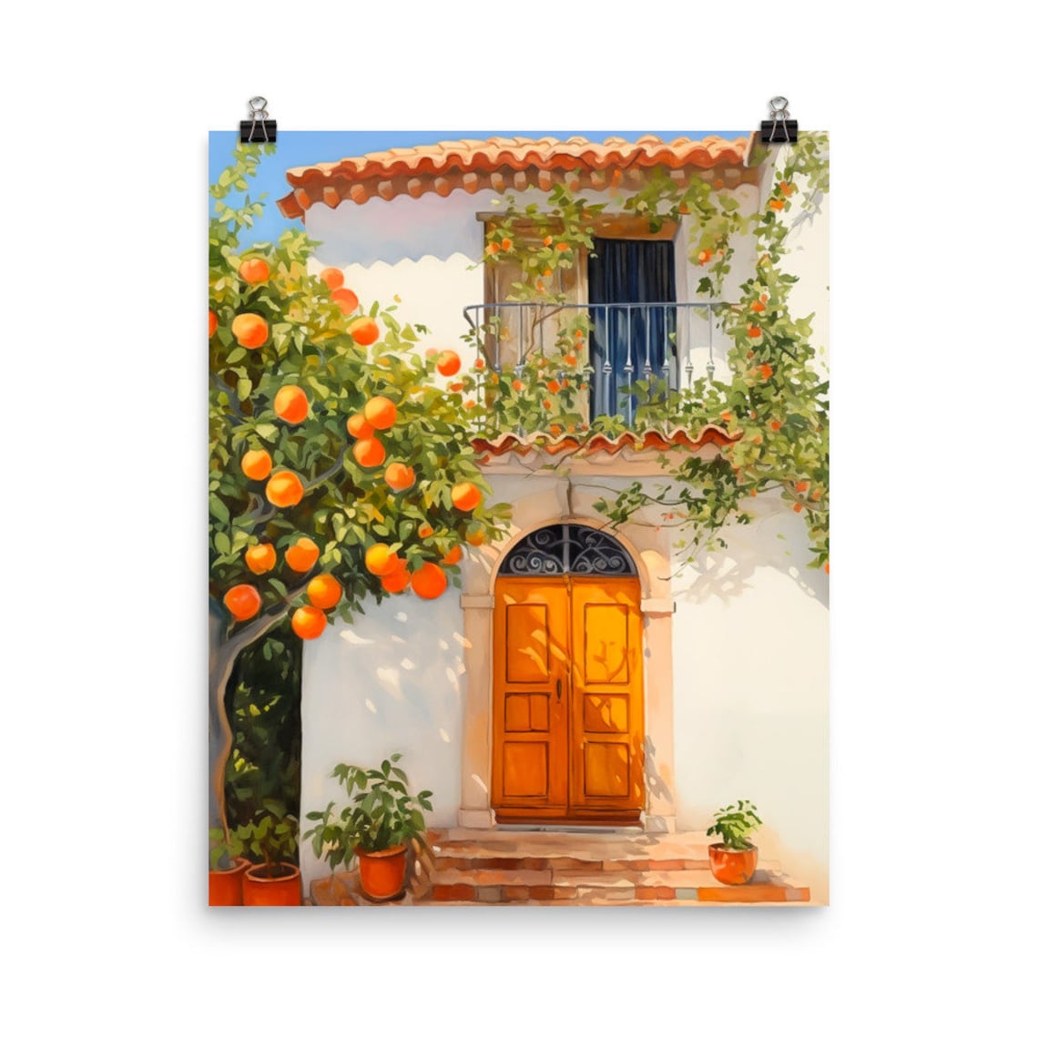 Andalusia Orange Tree Watercolor Travel Poster