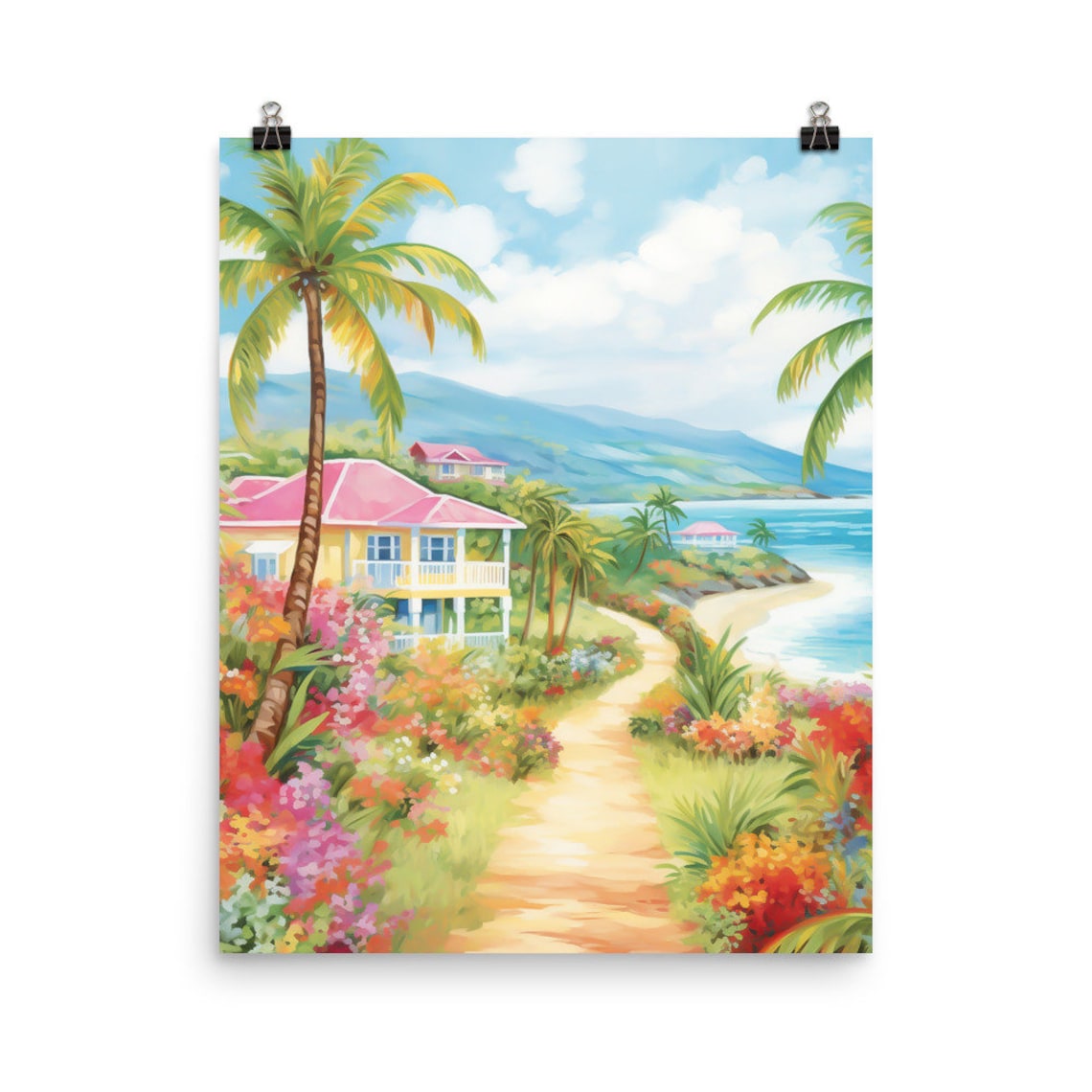 Basseterre Watercolor Print, St Kitts And Nevis