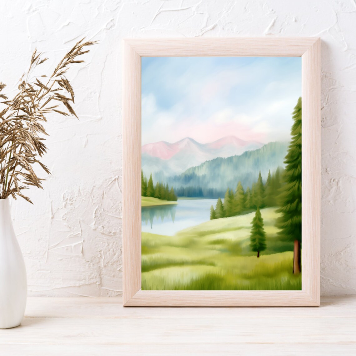Bavarian Forest Alpine Lake Pine Mist Serene Watercolor Poster - Image 3
