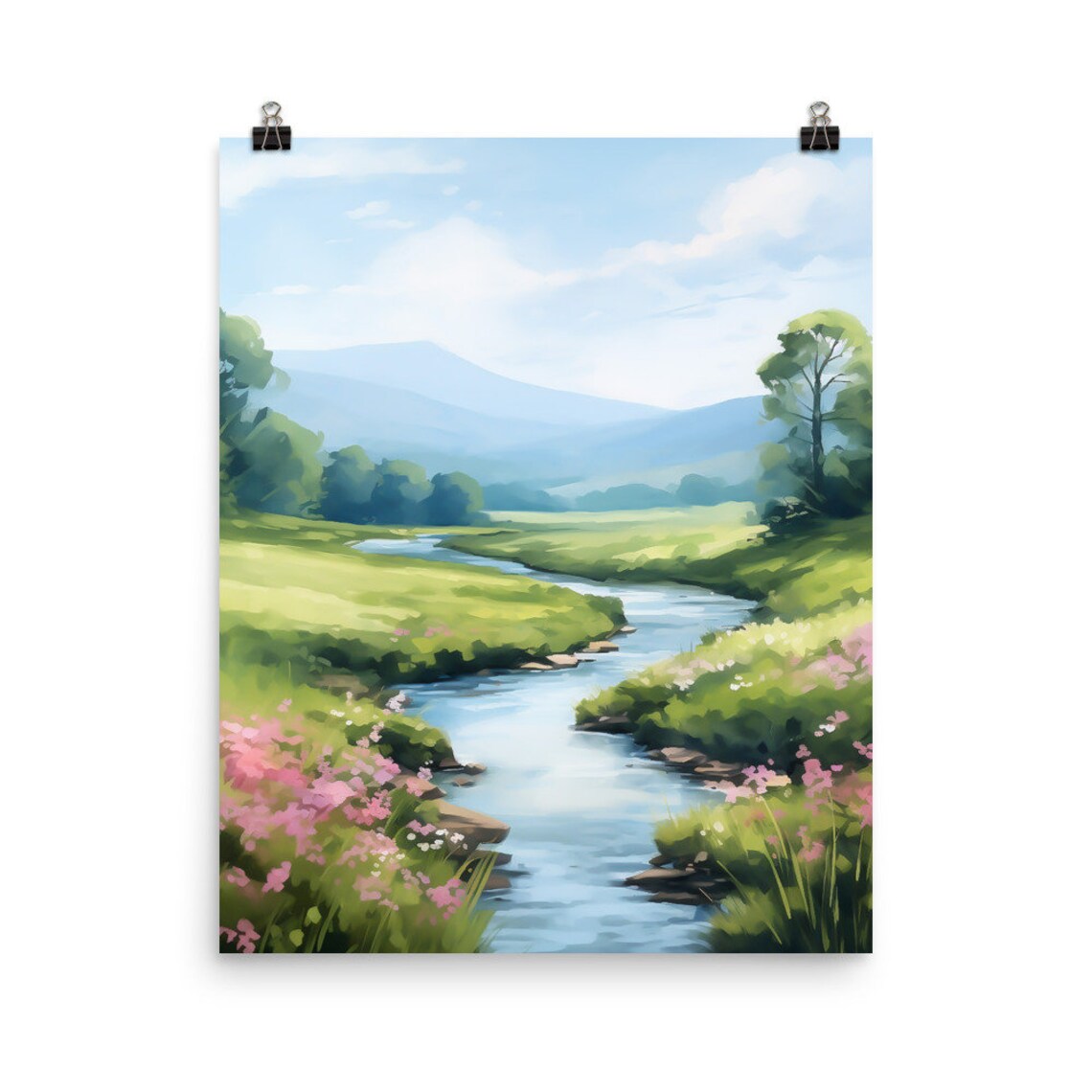 Wye Valley Watercolor Art Print, River Wye Wales