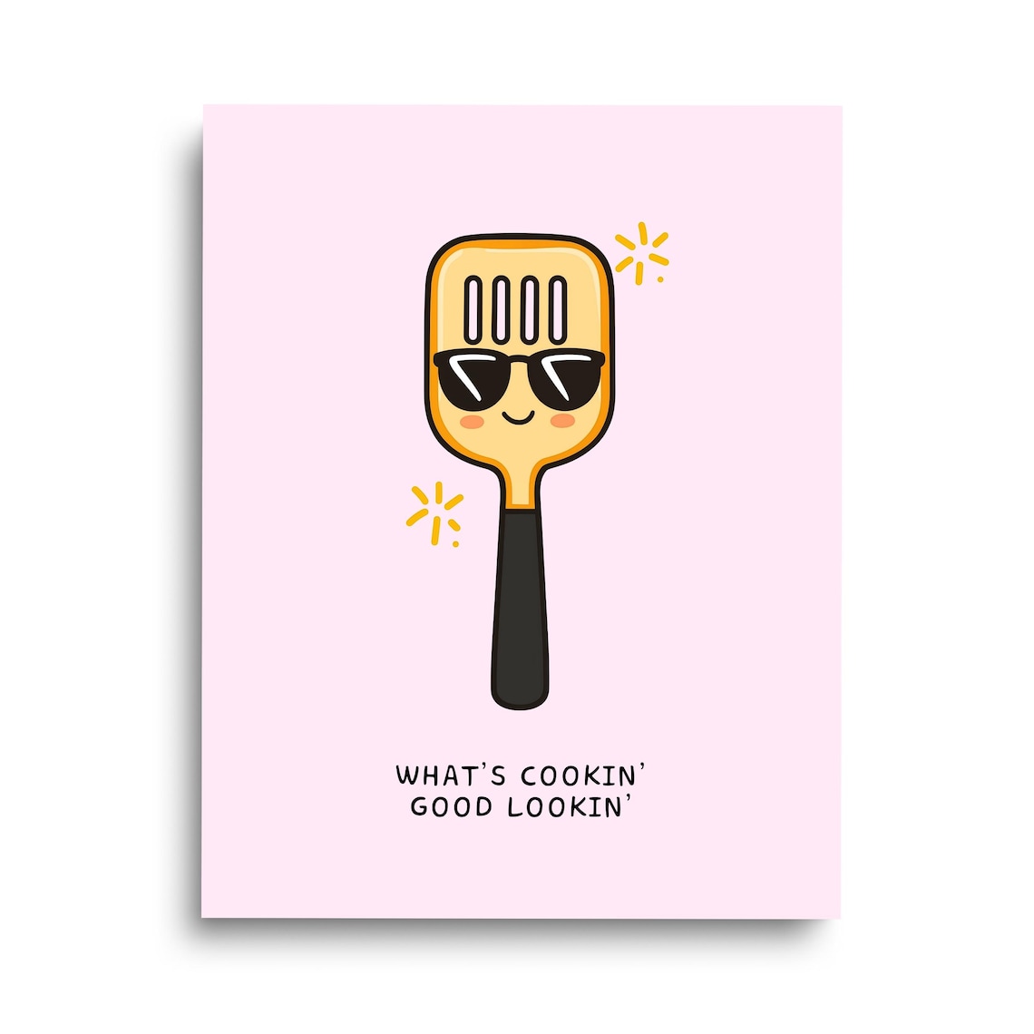 Funny Spatula Cartoon Whats Cookin Good Lookin Kitchen Art Poster